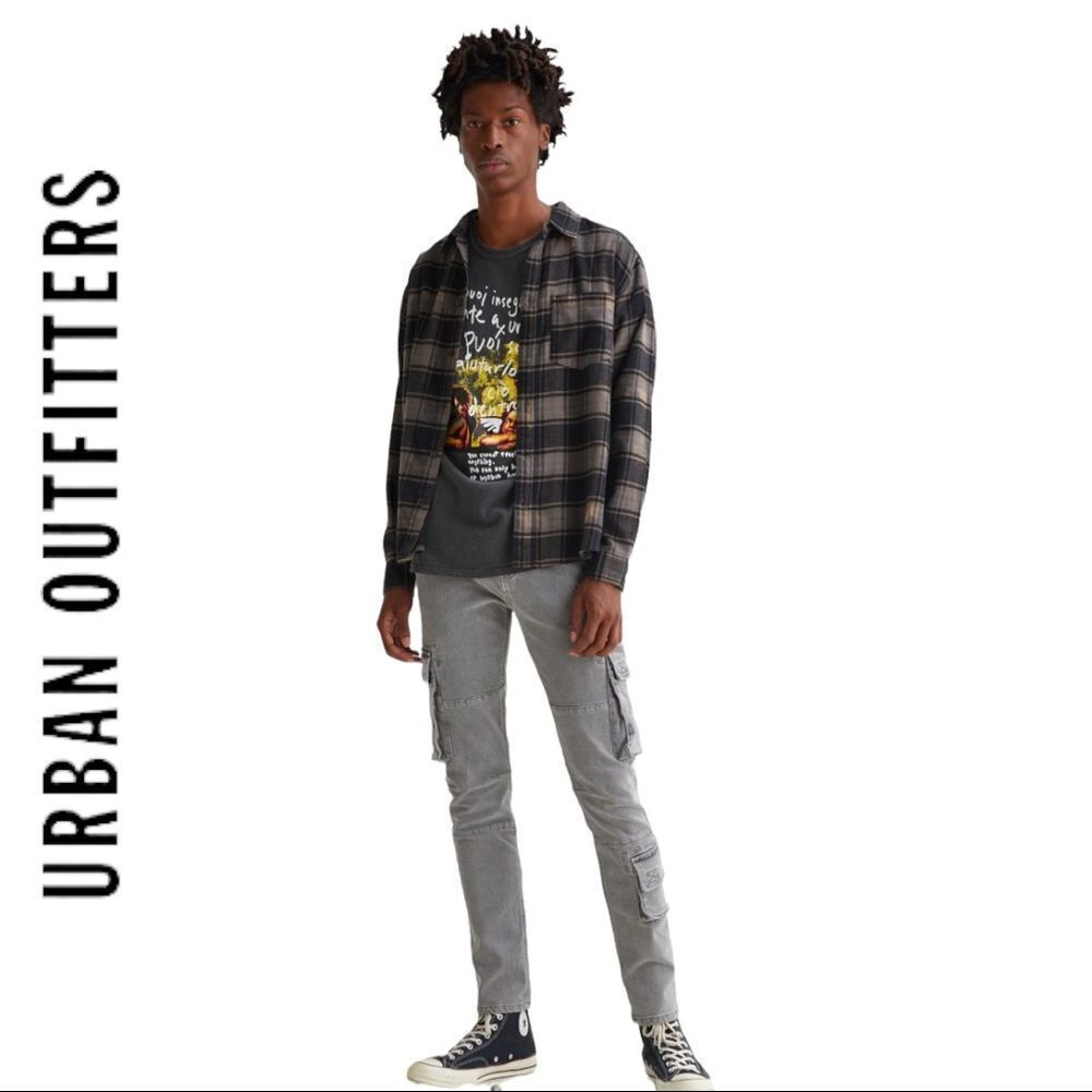 NEW Urban Outfitters UO BDG Light Grey Skinny Fit Cargo Jeans